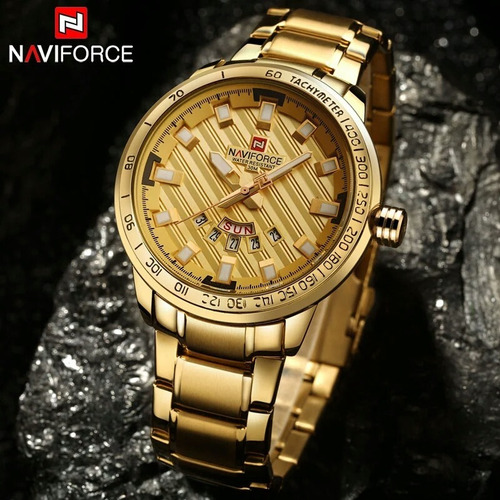 Reloj Naviforce Nf9090m Gold Reloj De Cuarzo De Acero 2017