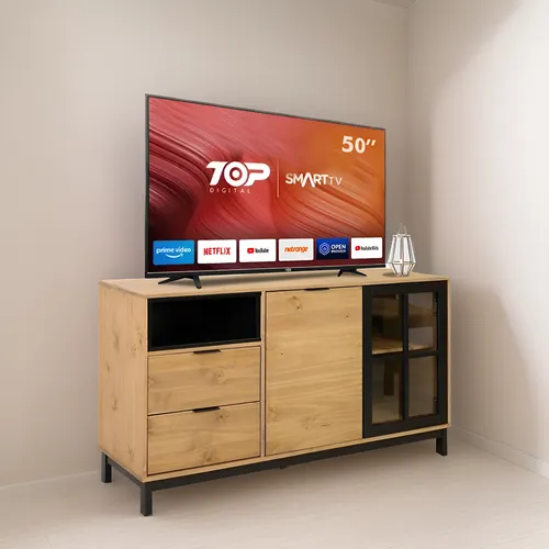 Rack TV Bargueño De Madera Maciza Con Cajones Color Marrón
