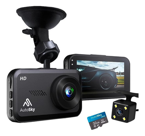 Autosky Dash Cam Delantera Y Trasera - Cámara De Tablero Par