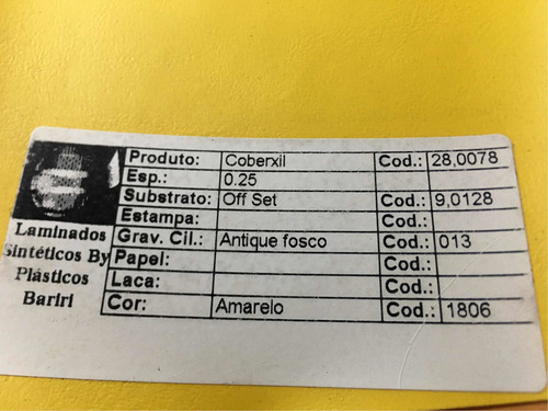 Percalux Amarelo Tipo Couro Por Metro Linear