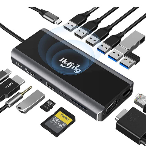 Hub Usb C, Estacion De Acoplamiento Usb C 15 En 1 A Hdmi, Vg