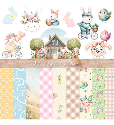 Kit Digital Clipart Pascuas, Imagenes, Letreros, Papeles