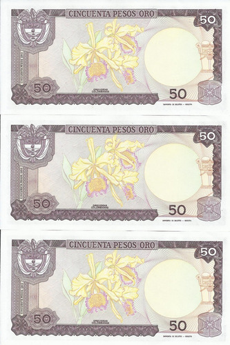 Colombia Trío  Números Consecutivos, 50 Pesos 1 Enero 1985