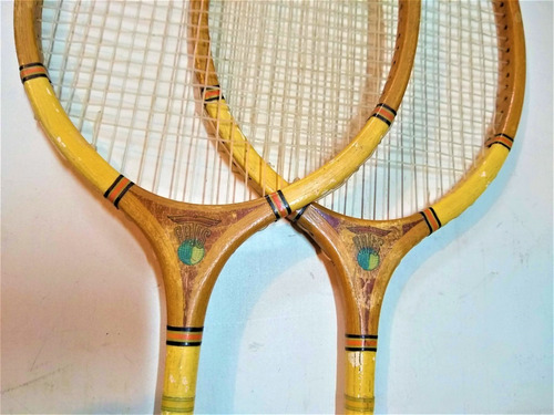 Imagen 3 de 6 de Dos Raquetas De Bádminton Vintage_de Madera_marca Artis.