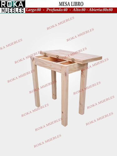 Imagen 2 de 4 de Mesa Extensible Libro 80x40 A 80x80 Roka