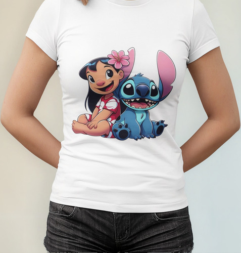 T-shirt Lilo & Stitch Algodão Premium Fofa Moda Casual