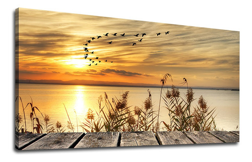 Yearainn® Lienzo Decorativo Para Pared, Puesta De Sol, Lago,