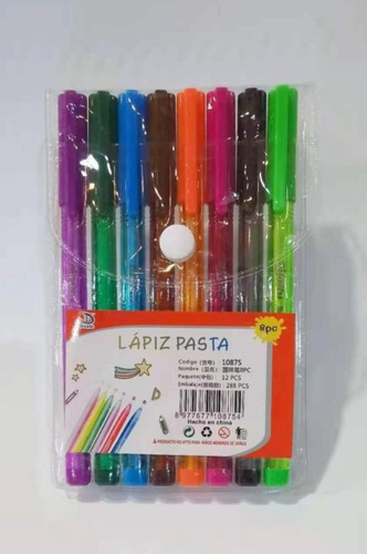 Set 8 Lapices Pasta Multicolor Oficina  / Jdr Store