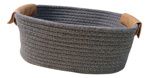 Algodón Tejido Cesta De Almacenamiento Rural Gris L