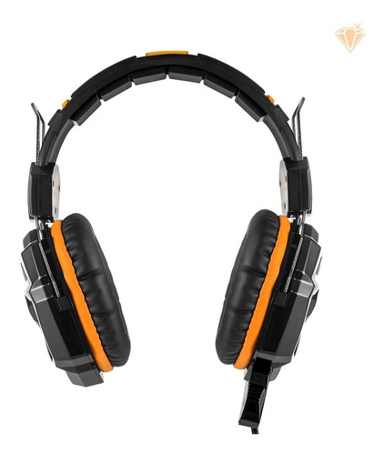 Auriculares gamer Level Up Copperhead negro y naranja con luz LED