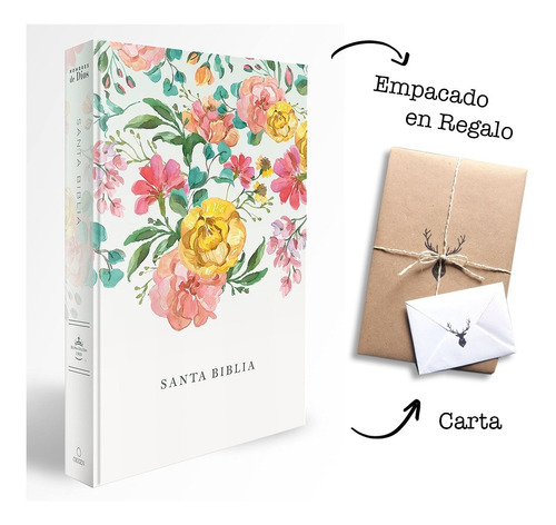 Biblia Rv60 Letra Grande Tapa Dura Flores Naranja