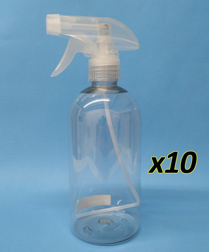 Pack X10 - Botella 500ml + Gatillo Clásico Transparente