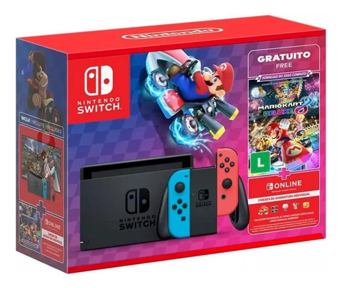 Nintendo Switch Azul E Vermelho + Mario Kart 8 Deluxe