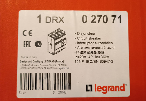 Interruptor Automatico 4p 20a 36ka Drx 27071 Legrand