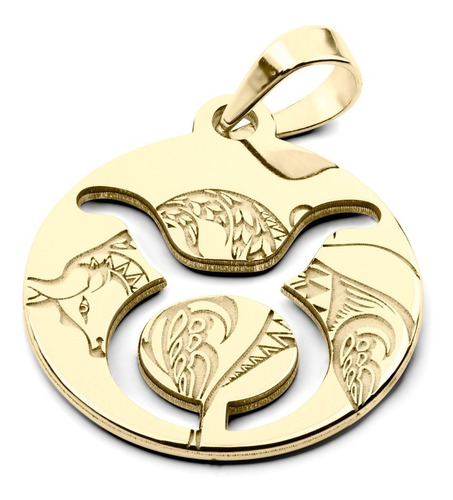 Dije Tauro Signo Zodiacal Oro Solido 14k Laser 2cm