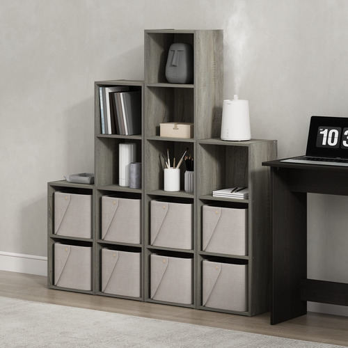 Estantería Para Libros 5 Niveles Cubos Roble Francés