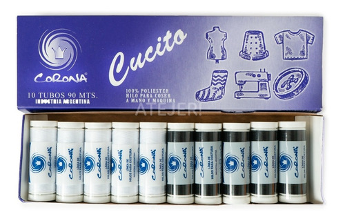 Imagen 6 de 8 de Hilo De Poliester Marca Corona X 10 Bobinas Blanco Y Negro