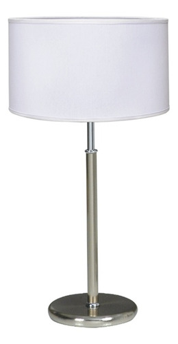 Velador Moderno Tela Led Living Habitacion Cromado Mesa Lds Pantalla Blanco