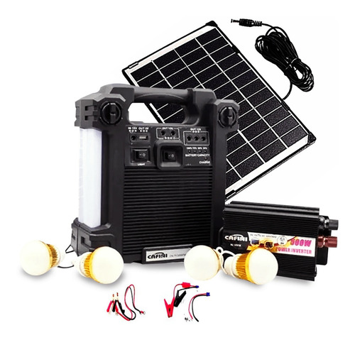 Kit Solar Portatil 4 Focos/inversor/radio Fm Am/bluetooth