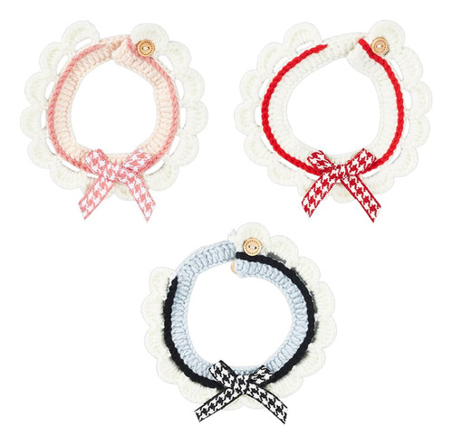 Fingerinspire 3 Collares De Punto Para Gatos, Hechos A Mano,