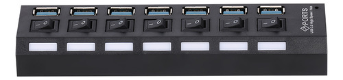 Divisor De Hub Usb 3.0 De 7 Puertos Con Interruptor Para Pc