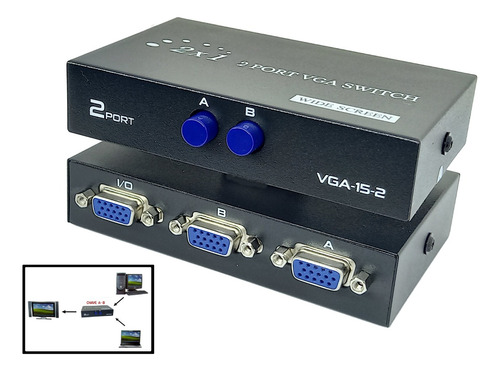 Chave Seletora Vga A/b Switch 2 Pcs X 1 Monitor Vga Fêmea