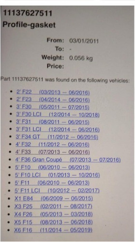 Bmw 2' F22/3' F31/4' F32/5' F10/x1/x2/junta Carter