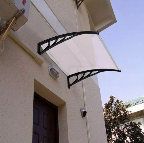 Alero Policarbonato Transparente Y Soporte Negro 1.0 X 0.8m