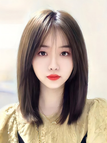 Peruca feminina de cabelo natural Lacia Bob Brown com mulheres magras