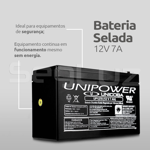 Imagem 4 de 7 de Bateria Selada 12v 7a Cftv Para Alarme Cerca Elétrica Som