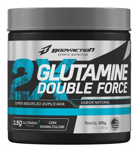 Glutamina Double Force 300g Com Isomaltulose Bodyaction Sabor Sem sabor