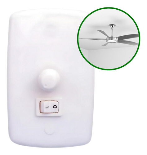 Controle Ventilador 1 Tecla Espelho 4x2 Rotativo Universal