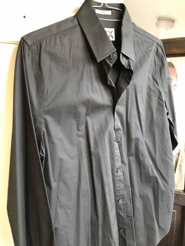 Camisa Color Negro Como Nueva Marca Express Hombre Médium