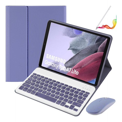 Funda C/teclado+mouse+lápiz Para Galaxy Tab A7 8.7in Púrpura