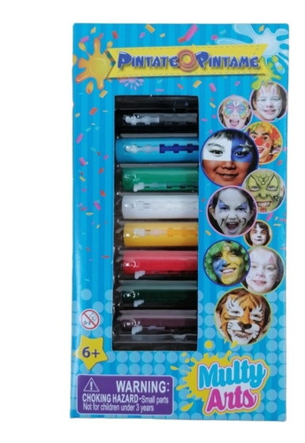 Imagen 3 de 8 de Pinturas Pinta Cara Lapiz Crayones 8 Colores Hipoalergenico