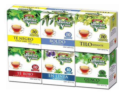 Pack 6 Cajas De Té De 10 Saquitos C/u Oficina Mix