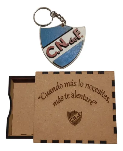 Llavero En Mdf En Capas Con Caja Diseño Fanático Del Fútbol Marrón Claro