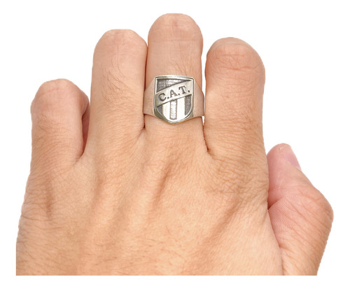 Anillo Escudo Equipo Fútbol Argentina Atlético Tucumán C - Grande Plata 925