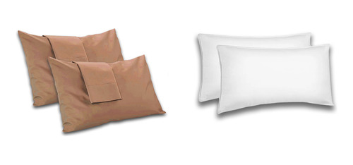 Combo 2 Almohadas + 2 Fundas Blanco París Microfibra Colores