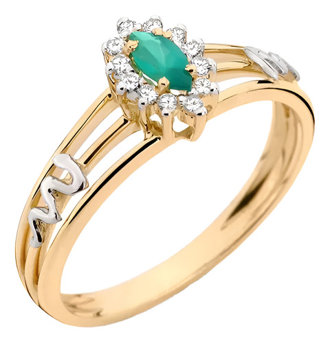 Anel De Formatura Em Ouro18k Com Esmeralda   