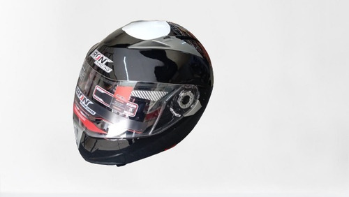 Casco Abatible Doble Mica Iron Racing Xl Negro Brillante