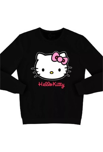 Suéter Cara De Hello Kitty Con Lazo Rosado  Sanrio Unisex 