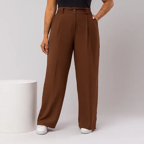 Calça Feminina Plus Size Pantalona Básica Wide Leg Duna - R$ 51,29