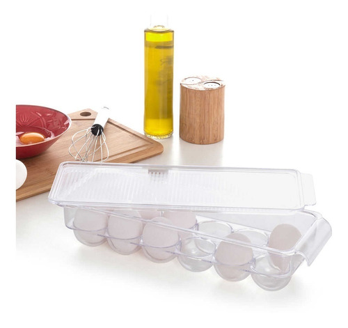 Caja Contenedora Huevos Con Tapa Plástico Transparente  33cm