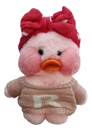 Pato de pelúcia Lalafanfan Rosa 30cm com roupas e acessórios Kawaii Ti