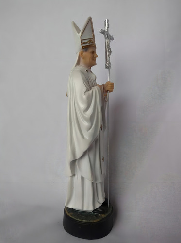 Imagem De Papa Joao Paulo Ii 22cm Em Resina Cor Pintura A Mão