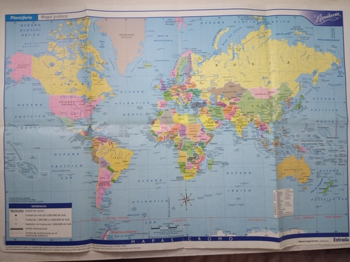 Mapa Planisferio Escolar Político 35 Cm X 53 Cm