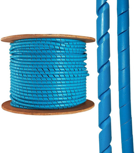 Fapaza Organizador De Fios Espiral 6mm 1/4' Preto 50 metros cor azul