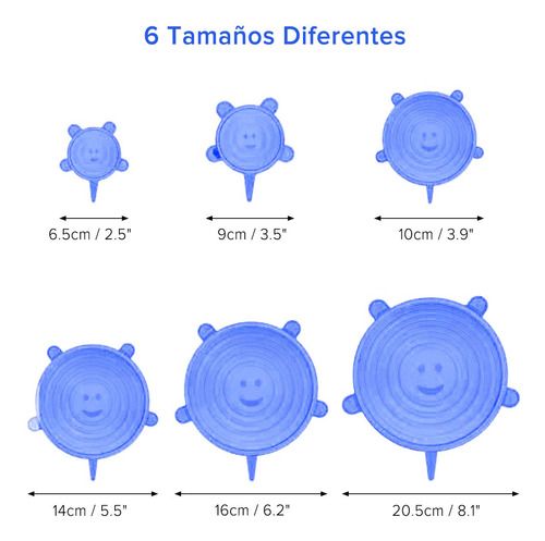 Tapas De Silicona, 6pcs Tapas Flexible Reutilizables, Tapas
