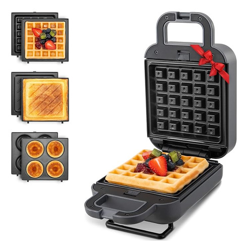 Waffle Maker Mini Sandwich Con Platos Extraibles 3 En Maquin